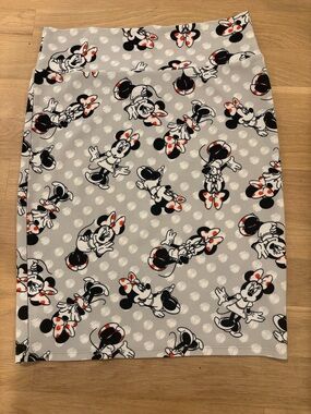 LuLaRoe Minnie Mouse Print Pencil Skirt - Gray with Black & Red Accents